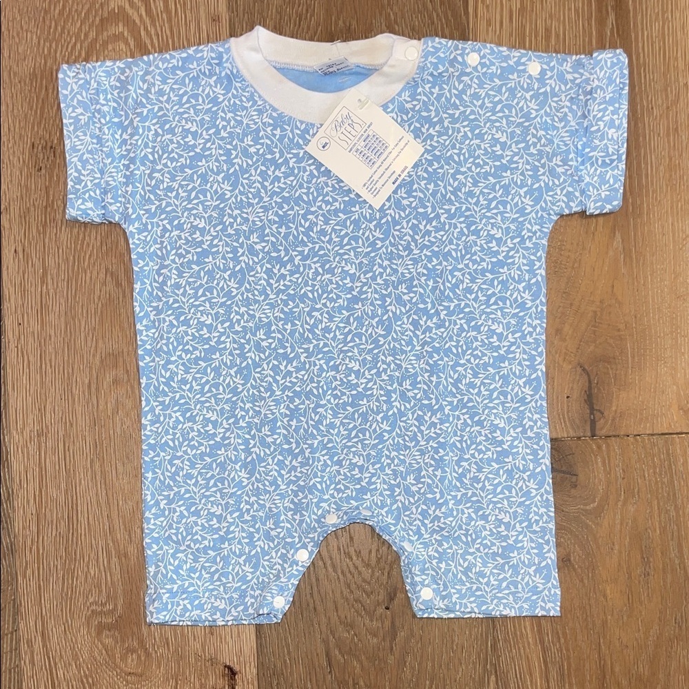 New with tags baby steps 6 month Blue Floral Kids One Piece romper bubble